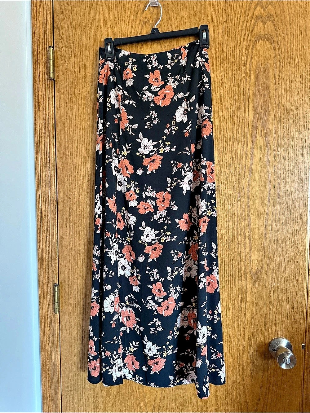 Floral Maxi Skirt in Black & Pink Like New